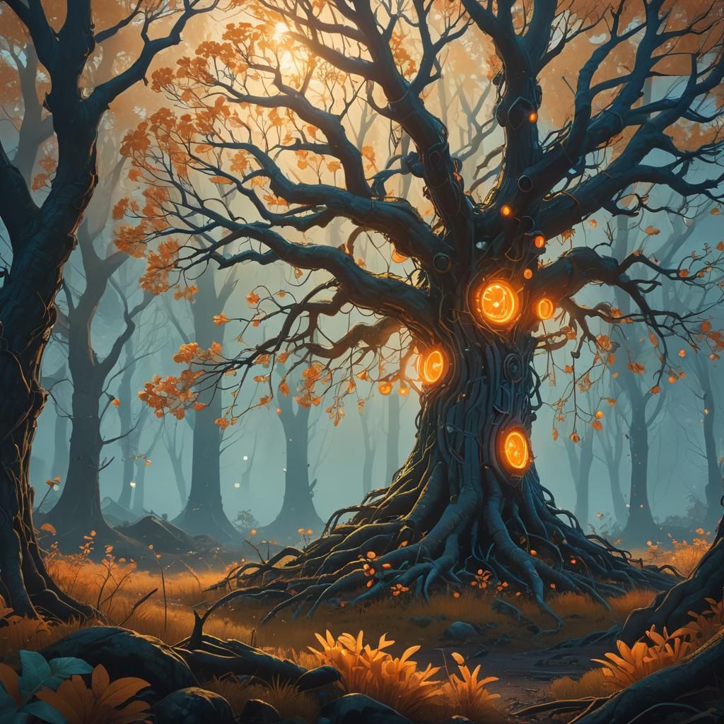Mystical Forest: Glowing Seed of Life