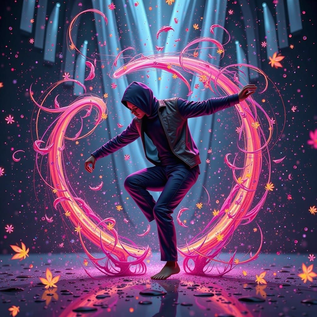 Intricate Bioluminescent Dance Scene in a Fantastical, Abstr...