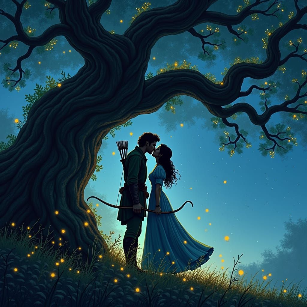 Robin Hood and Lady Marian Kiss