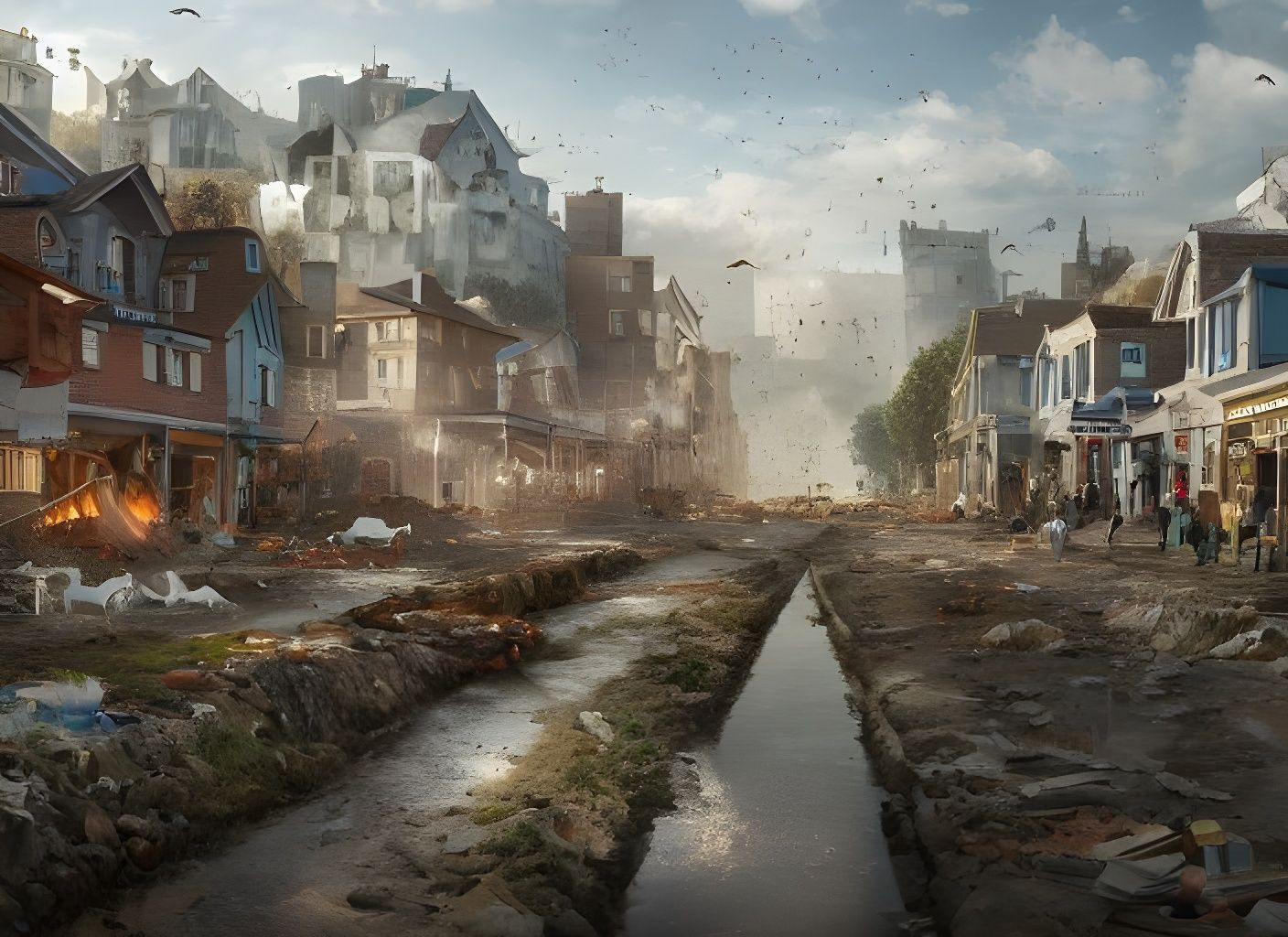 Rural Town Ripped Apart: Concept Art in UHD