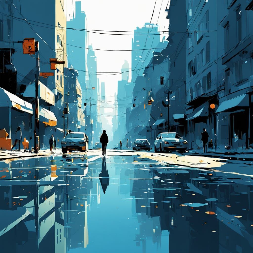 Vibrant, Abstract Cel-Shaded Morning Scene