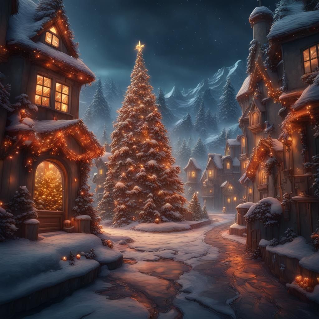 Detailed Christmas Background in Fantasy Concept Art