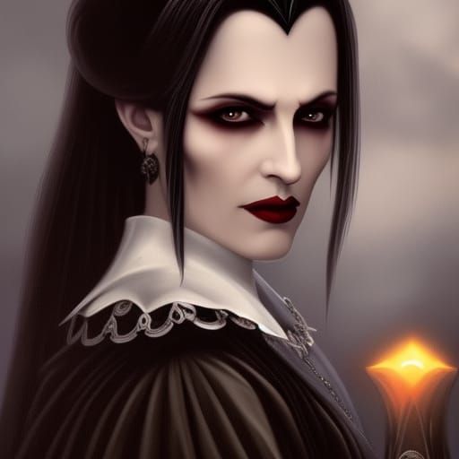 Gothic Portrait of Dracula and Bride by Moonlight