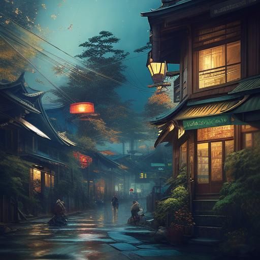 Dreamy Market Scene with Cultural Patterns, in Watercolor St...