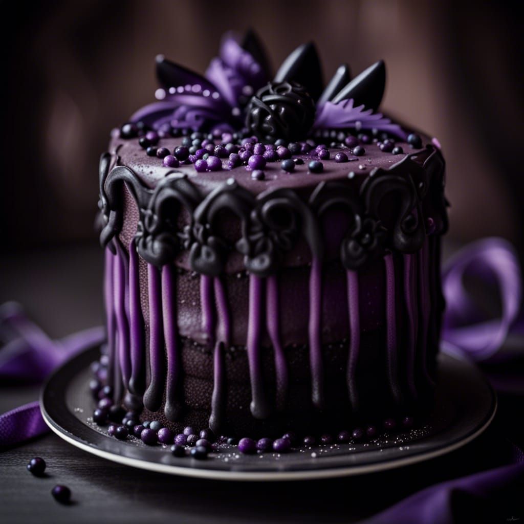 Gothic Black and Purple Cake, Professional Photography