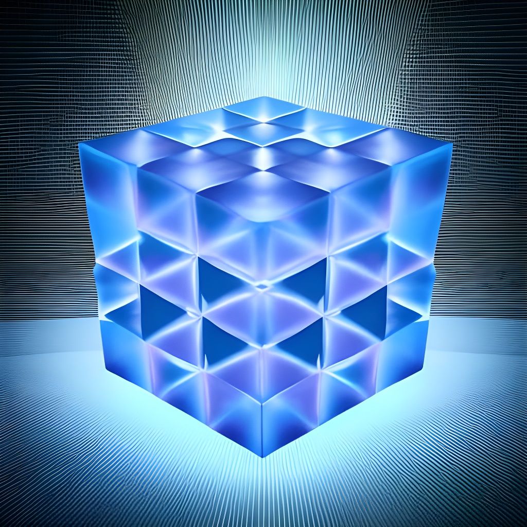 Noctilucent 3D Cube in Hyperrealistic Style