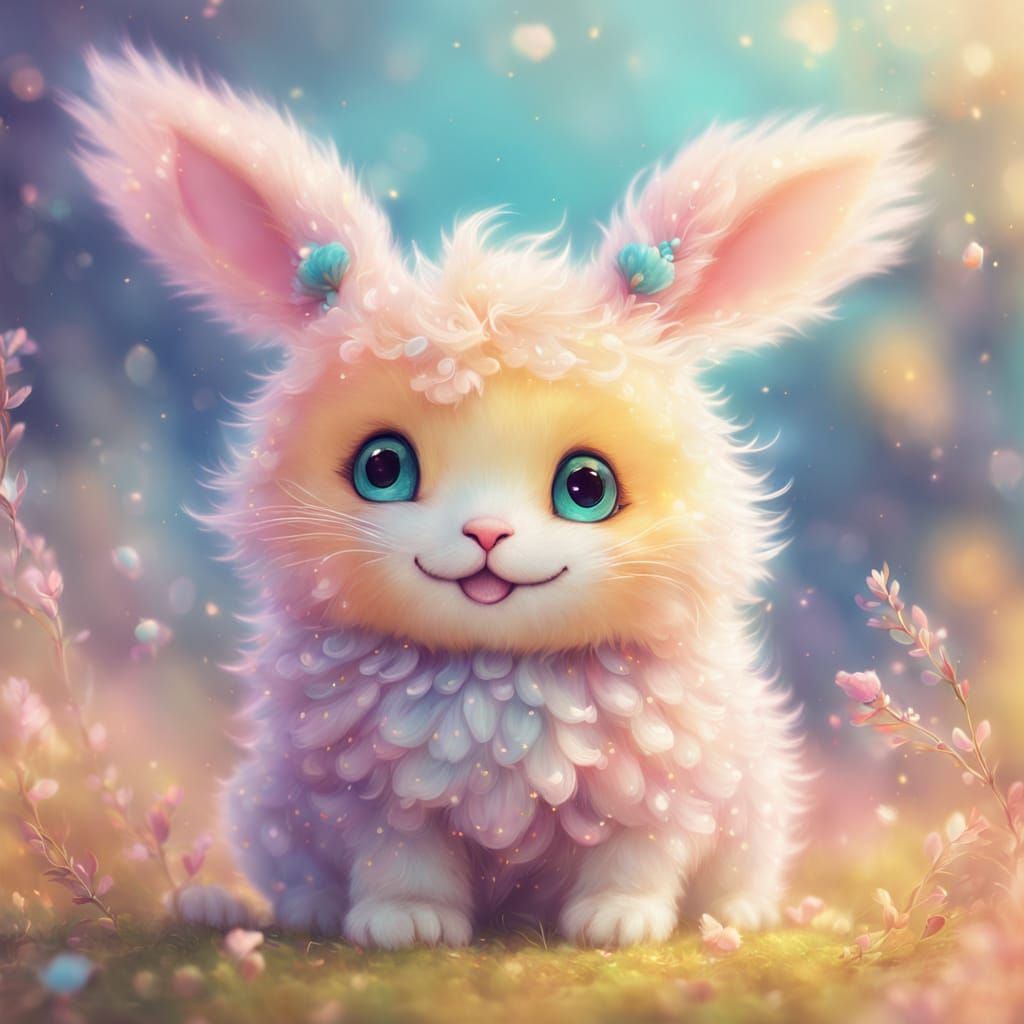 Cute Smiling Creature in Pastel Digital Art