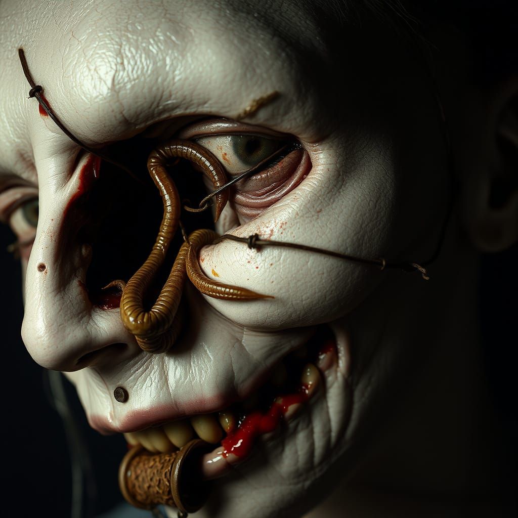 Disturbingly Realistic Grotesque Portrait in Horror Photogra...