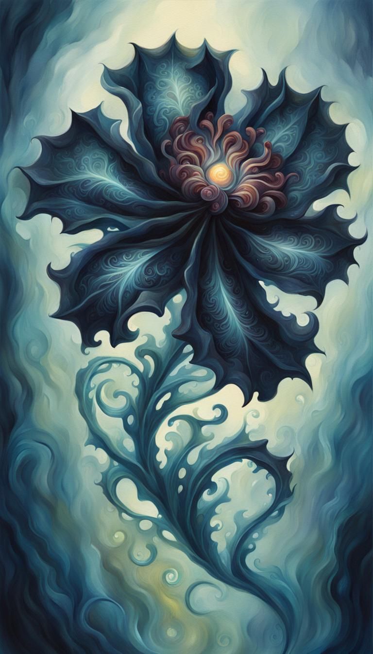 Glowing Deep Sea Flower in Dark Fantasy Style