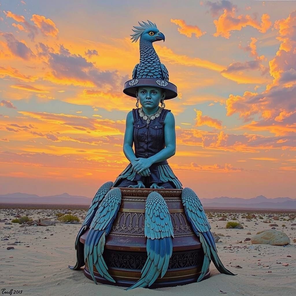 Cockatoo-Woman Portrait in Max Ernst Style