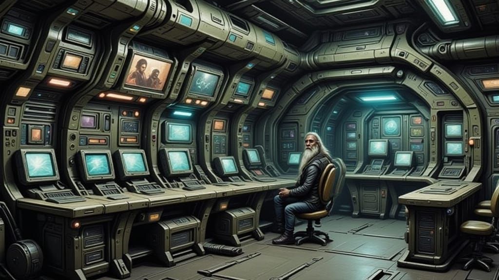 Cosmic Abandoned Space Station in a Futuristic Alien Landsca...
