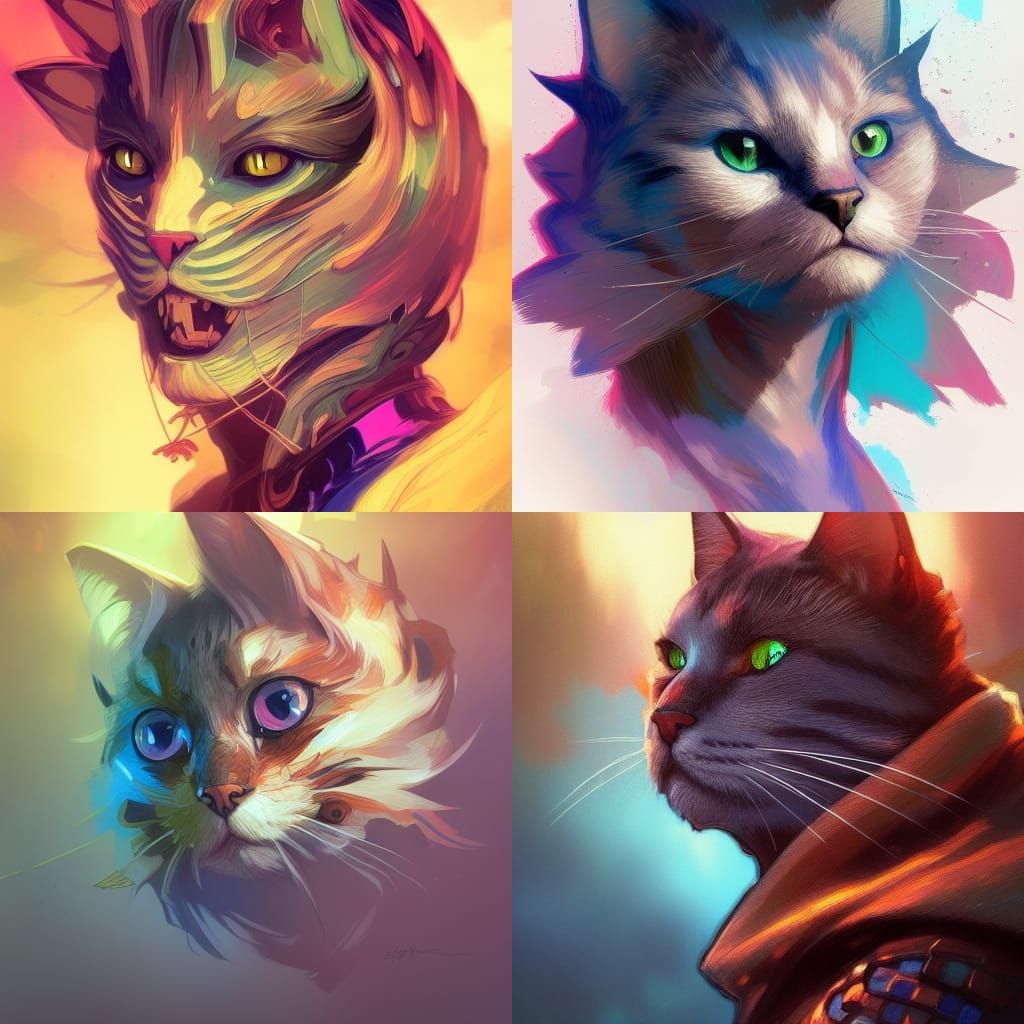 Armored Cat Portrait in Hyperdetailed Digital Art Style