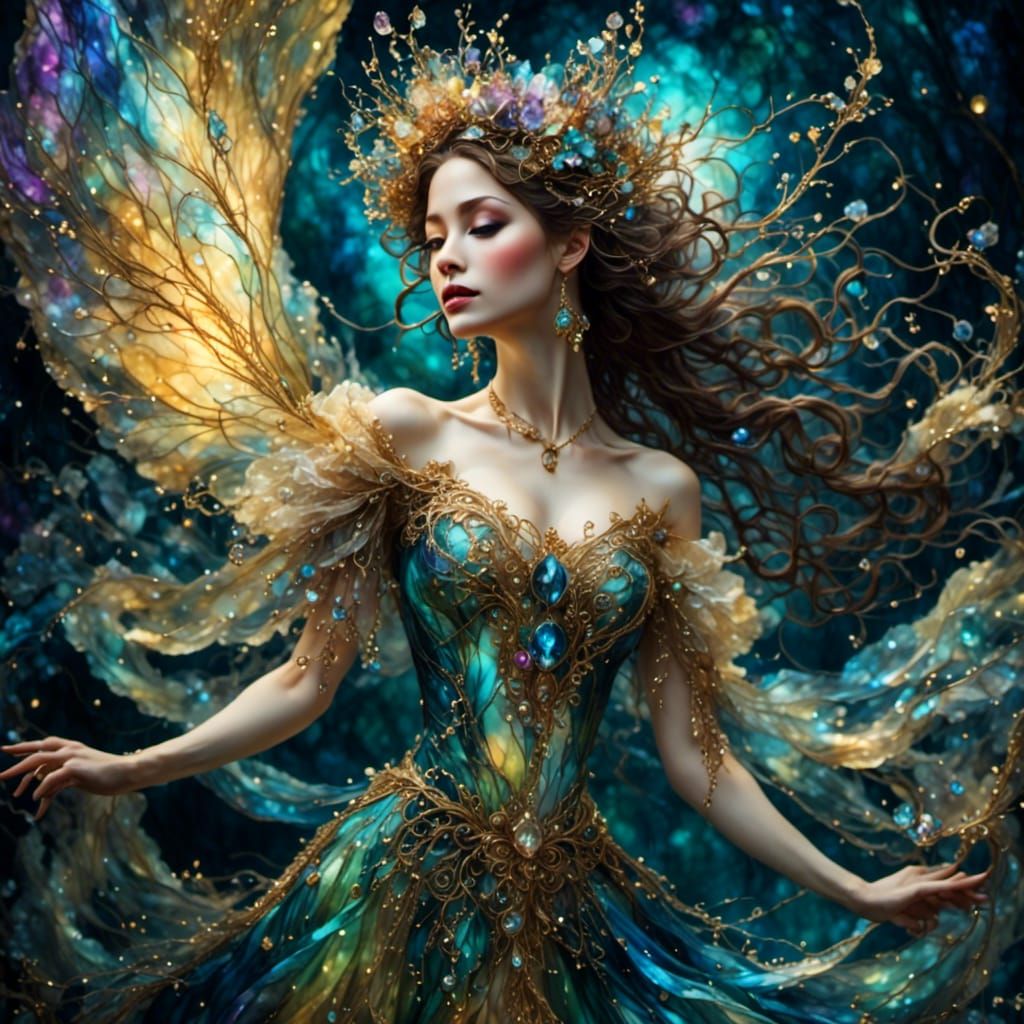 Fantasy Festival Dancer with Gilt-Filament Details