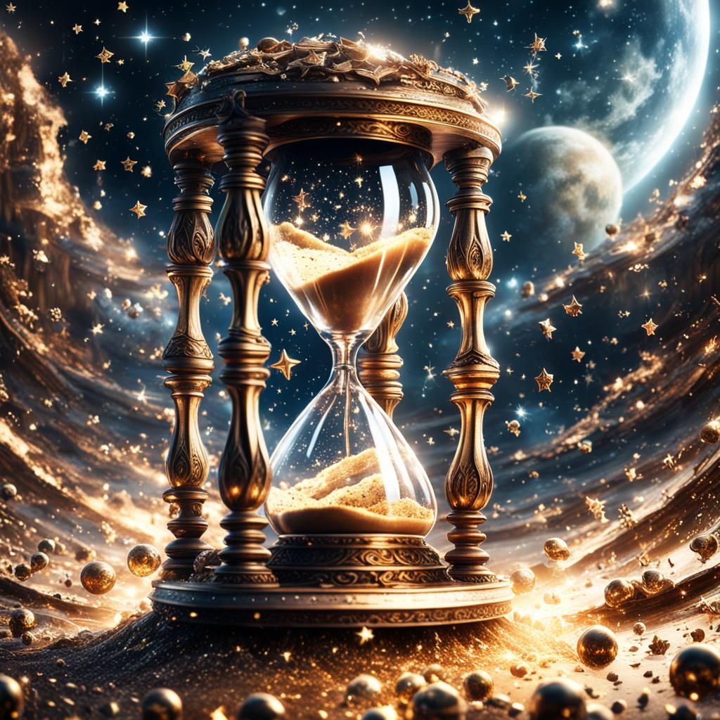 Hourglass Shattered Among Sparkling Stars: Digital Matte Pai...
