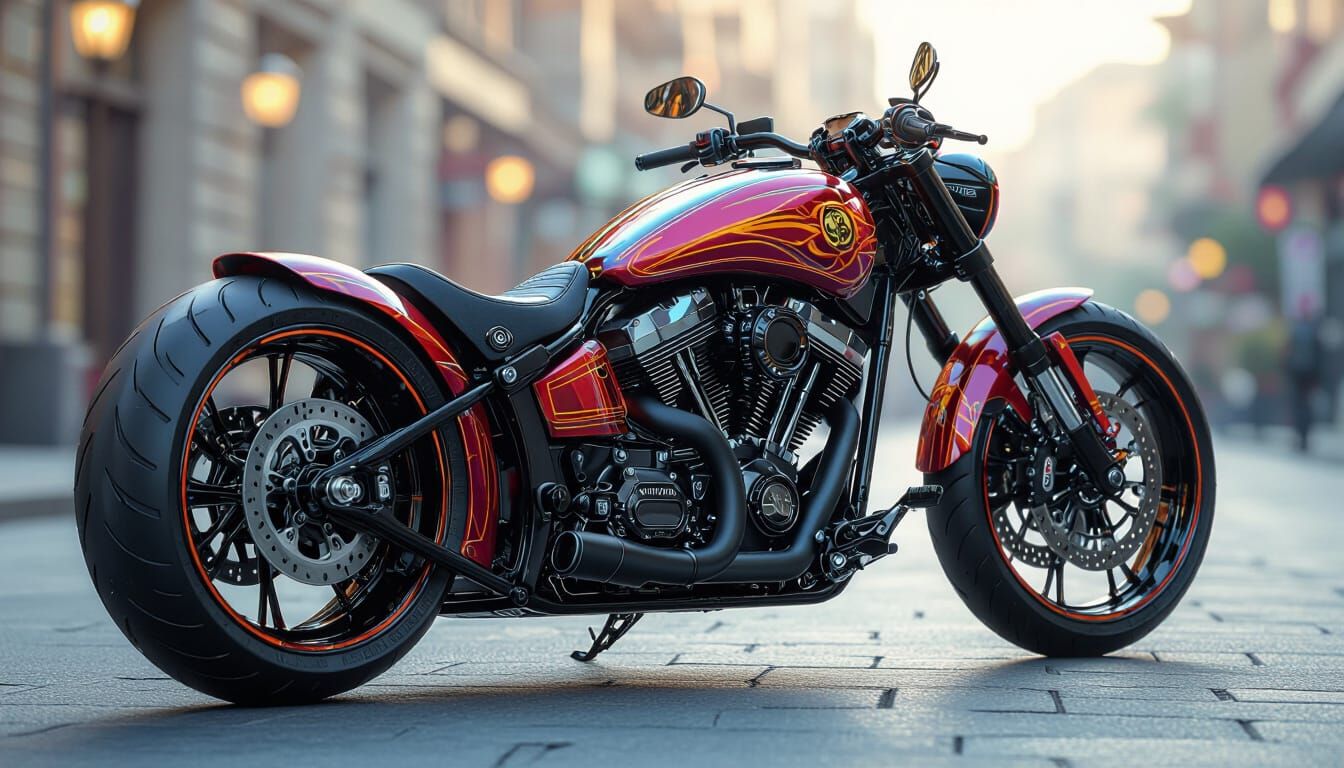 Futuristic Custom Motorbike in Hyperrealistic Style