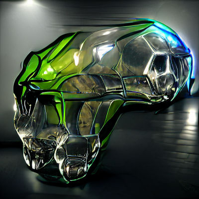 Glass Skull with Neon Lighting: Hyperrealistic 3D Render