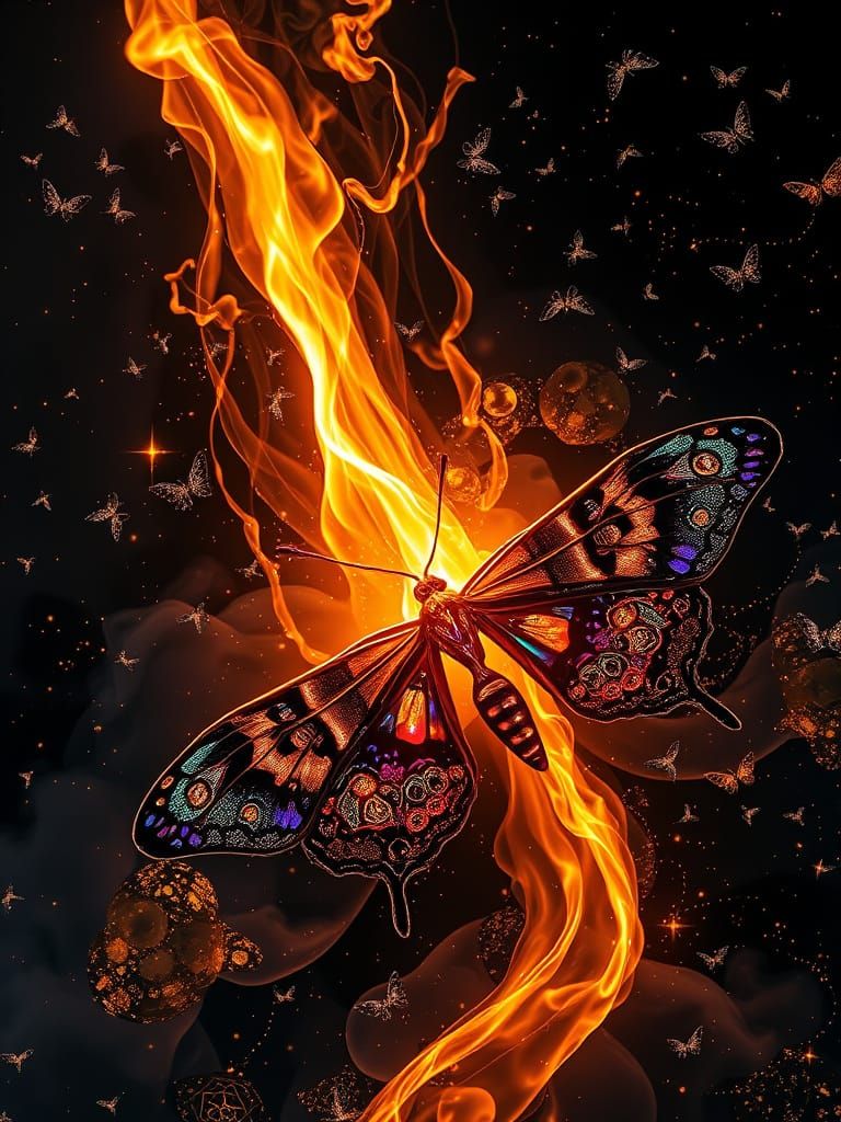 Bioluminescent Alcohol Ink Flames with Celestial Lunar Moths