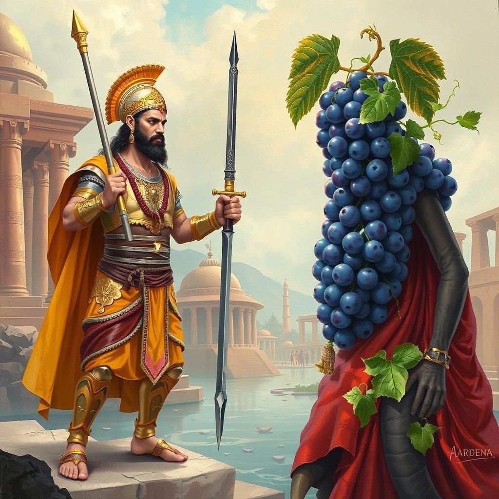 King Puru Confronts Alexander the Grape in Epic Battle