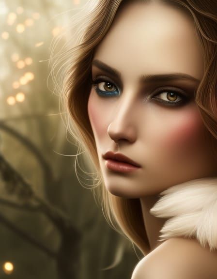 Norse Goddess Portrait in Watercolor Style