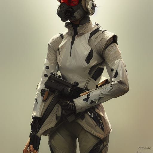 Futuristic Soldier in White Camo: Hyperdetailed Portrait
