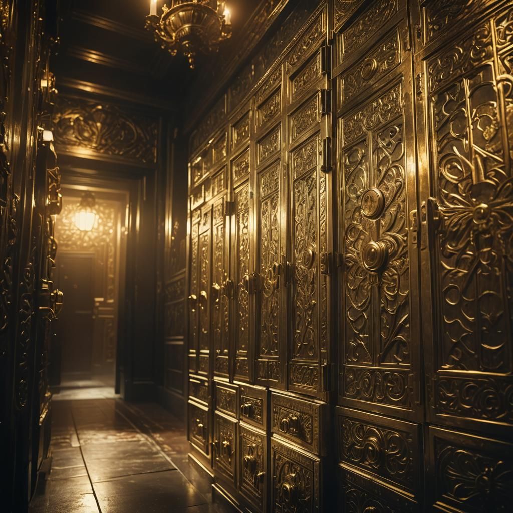 Golden Locker in Mystical Hallway Concept Art