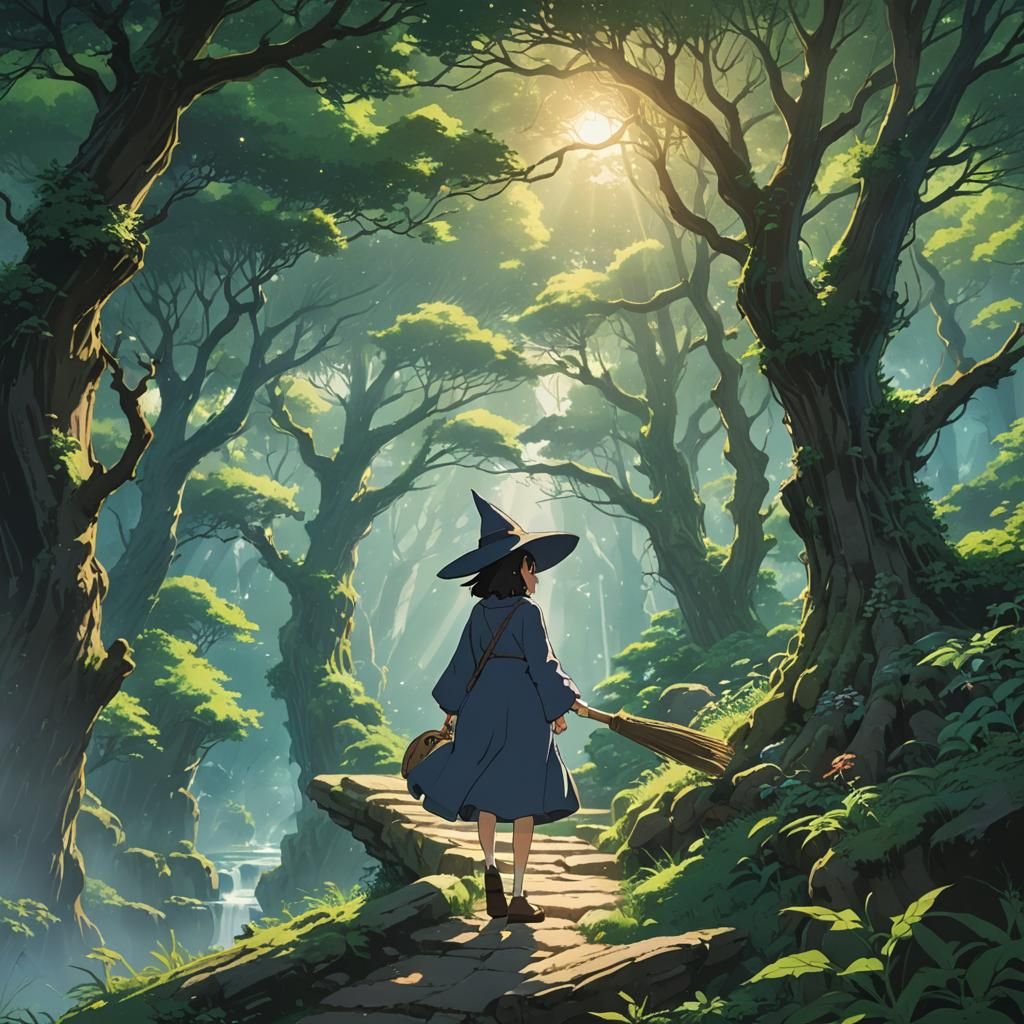 Anime Witch Art in Studio Ghibli Style