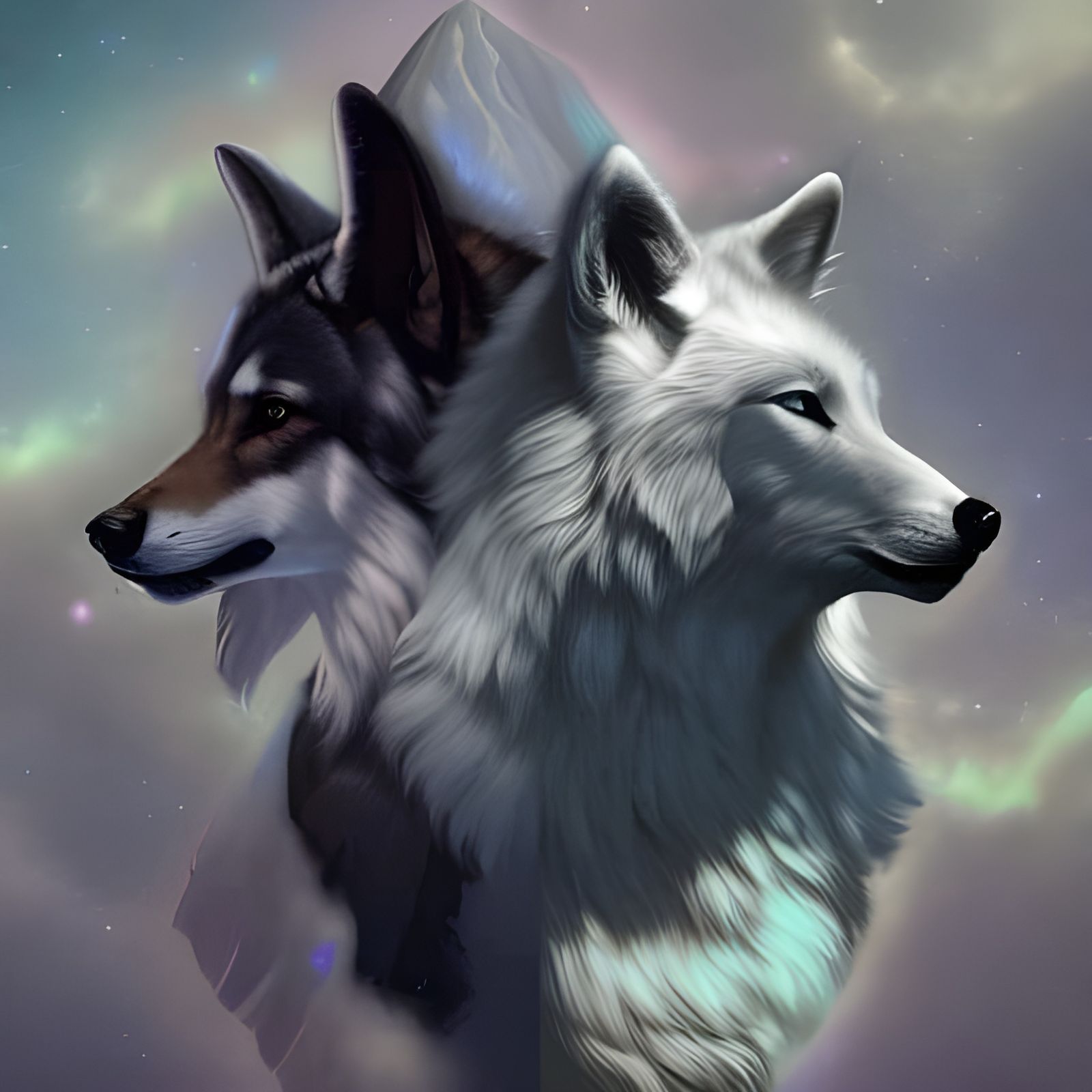 Ethereal Kindred: Lamb and Wolf in Galaxy