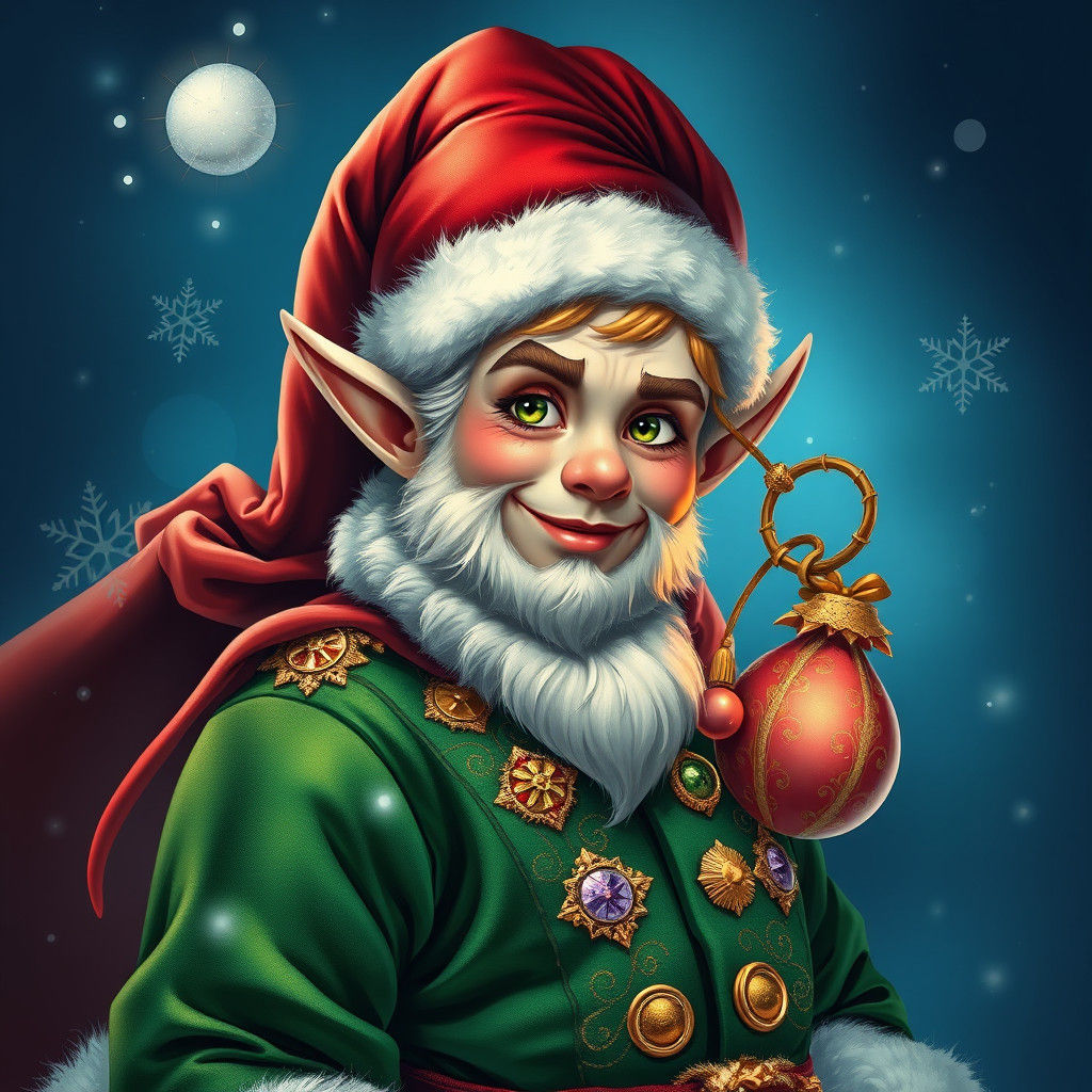 Santa's Elf in High Fantasy Winter Illustration