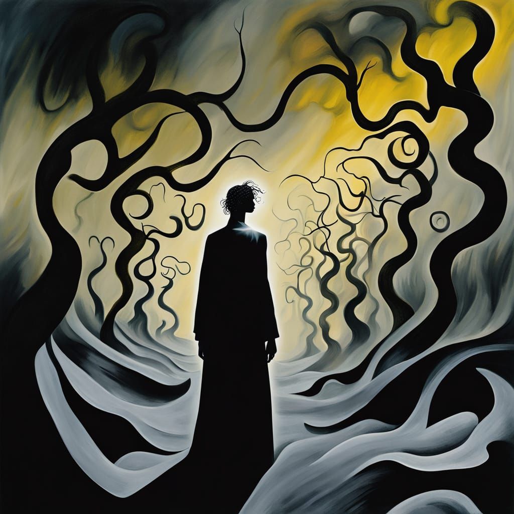 Screaming Figure in a Desolate Surrealist Landscape