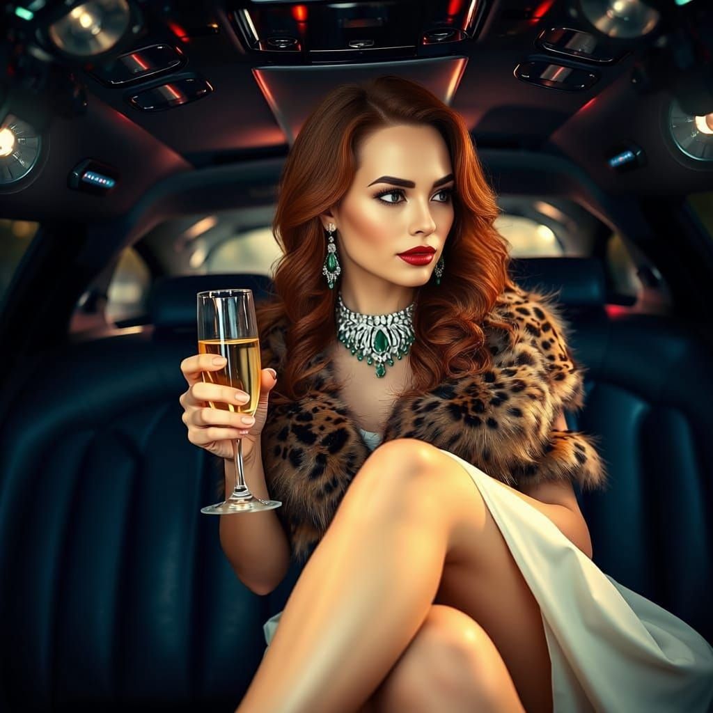 Glamorous Woman in Limousine, Syd Mead Style