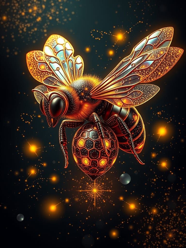 A whimsical beehive, where bee live in tiny, honeycomb-shape...