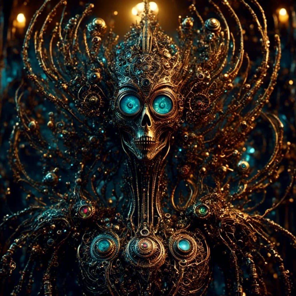 Bioluminescent Steampunk Voodoo Person with Filigree