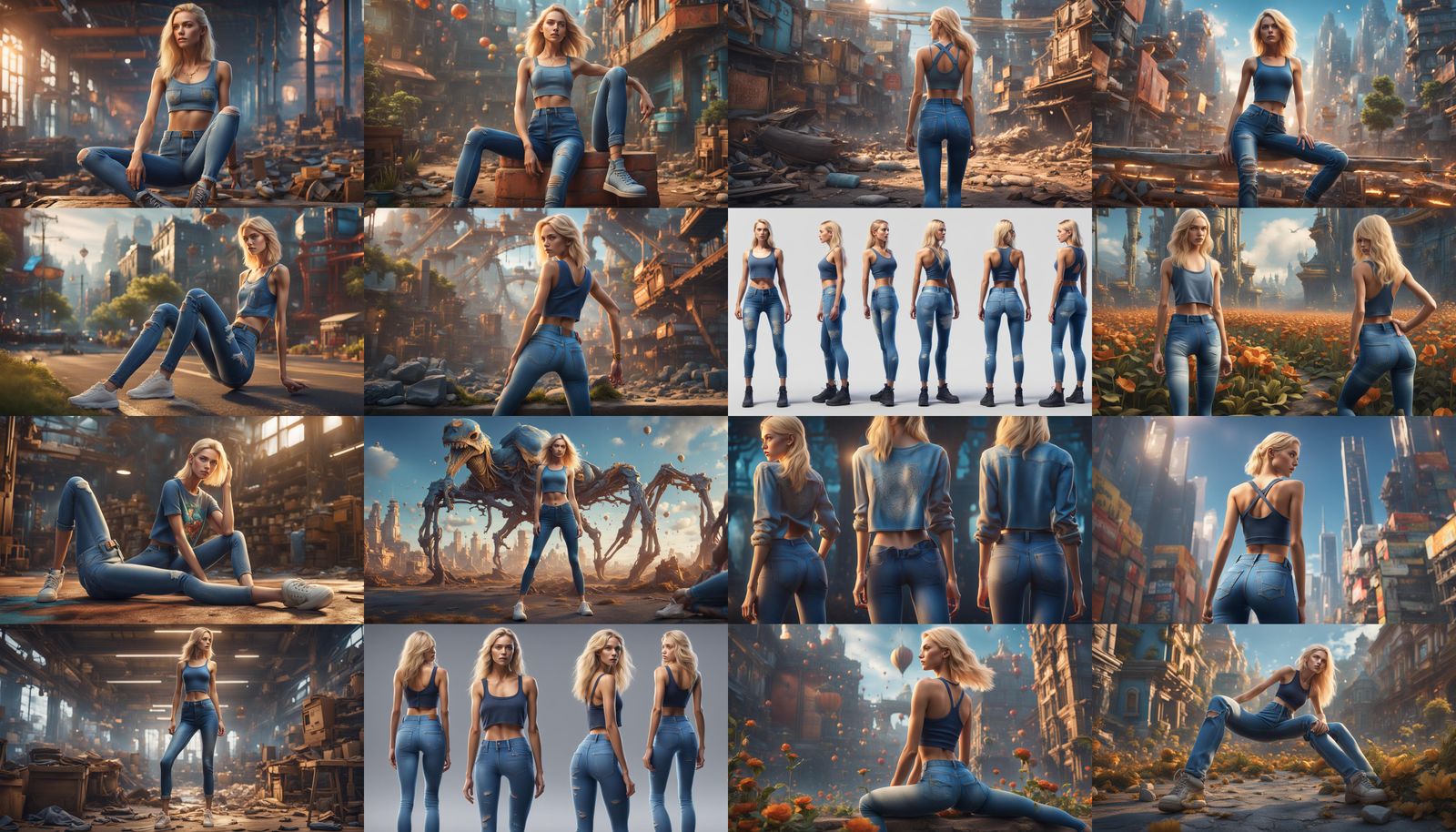 Beautiful Blonde in Jeans: Fantasy Concept Art