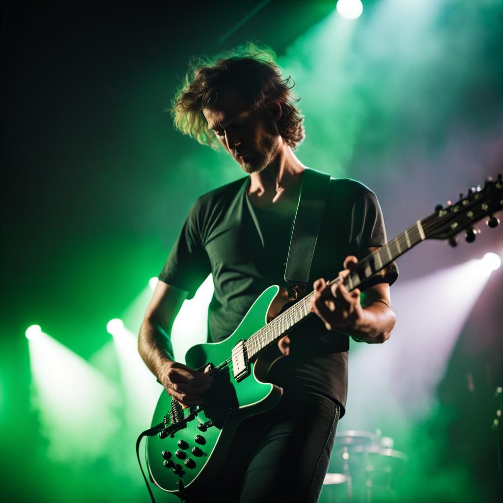 Rock Guitarist on Stage in Cinematic Light