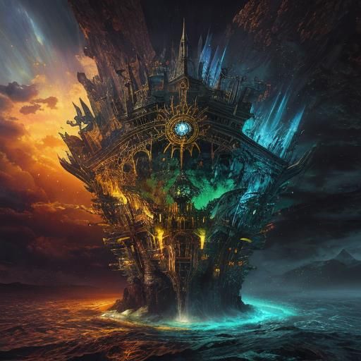 Dramatic Maximalist Digital Matte Painting in Surrealist Sty...