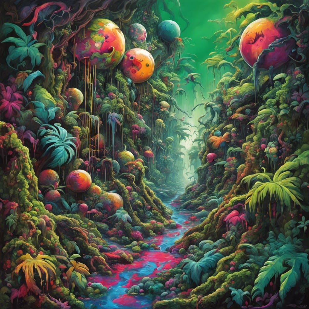 Lush Jungle Planet of Terror in Graffiti Art