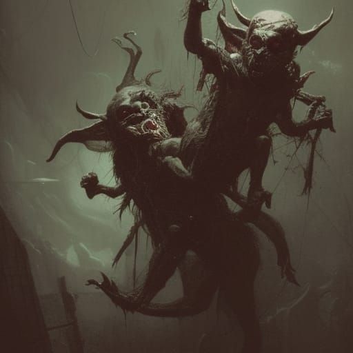 Horrific Gremlin in Gothic Horror Style