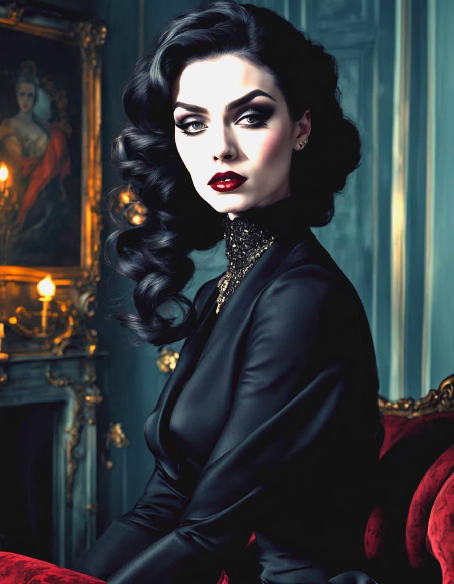 Goth Pin-Up Beauty in Vintage Glamour