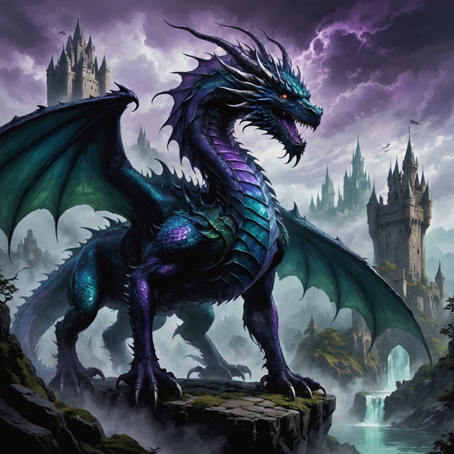 Mist Dragon Concept Art in Dark Fantasy Style