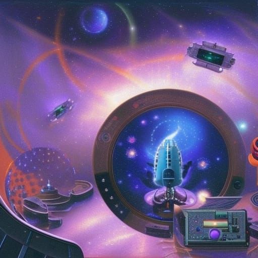 Robots Meditating in Starship: Ethereal Fantasy