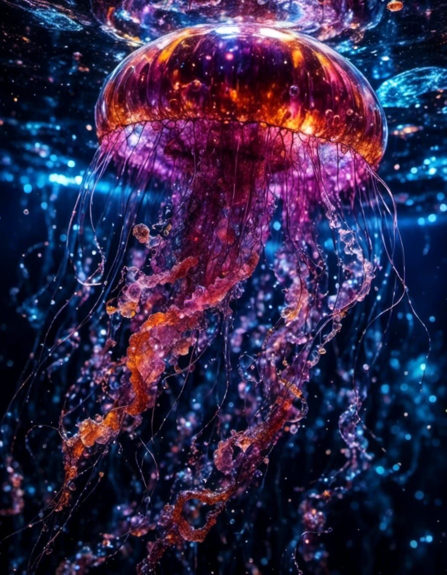 Glass Jellyfish in Deep Space, Ethereal Art