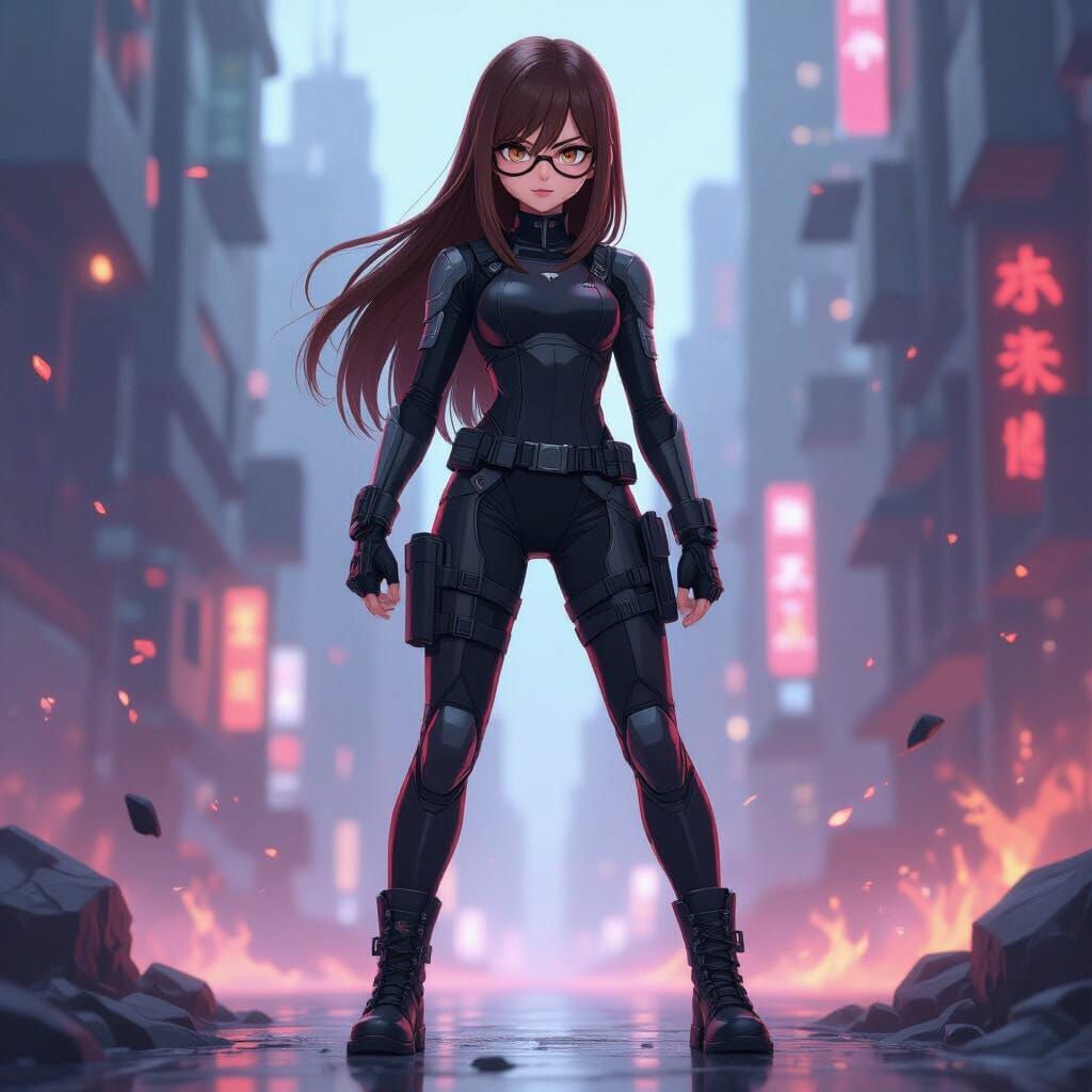 Hero Student in Stealth Suit: 3D Anime Art