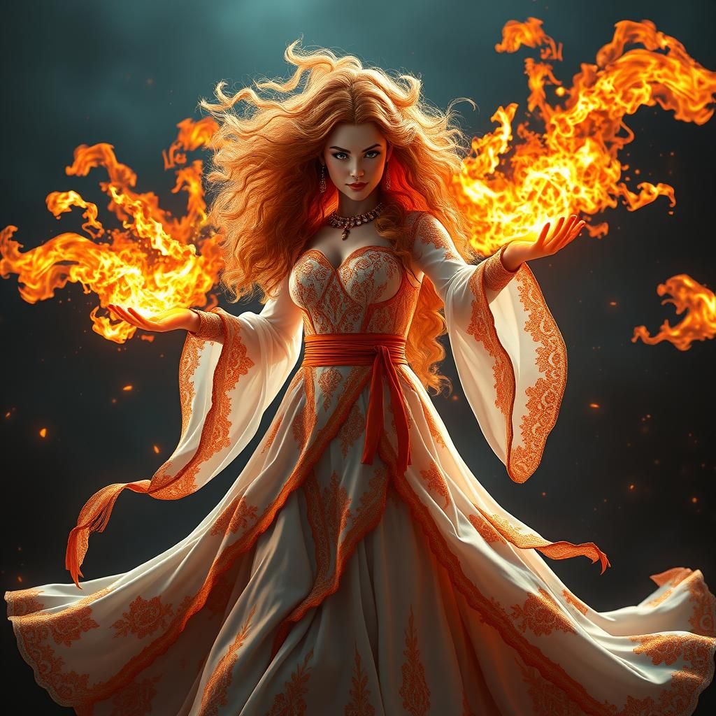 Sorceress Triss Merigold Casting Fireballs in Unreal Engine
