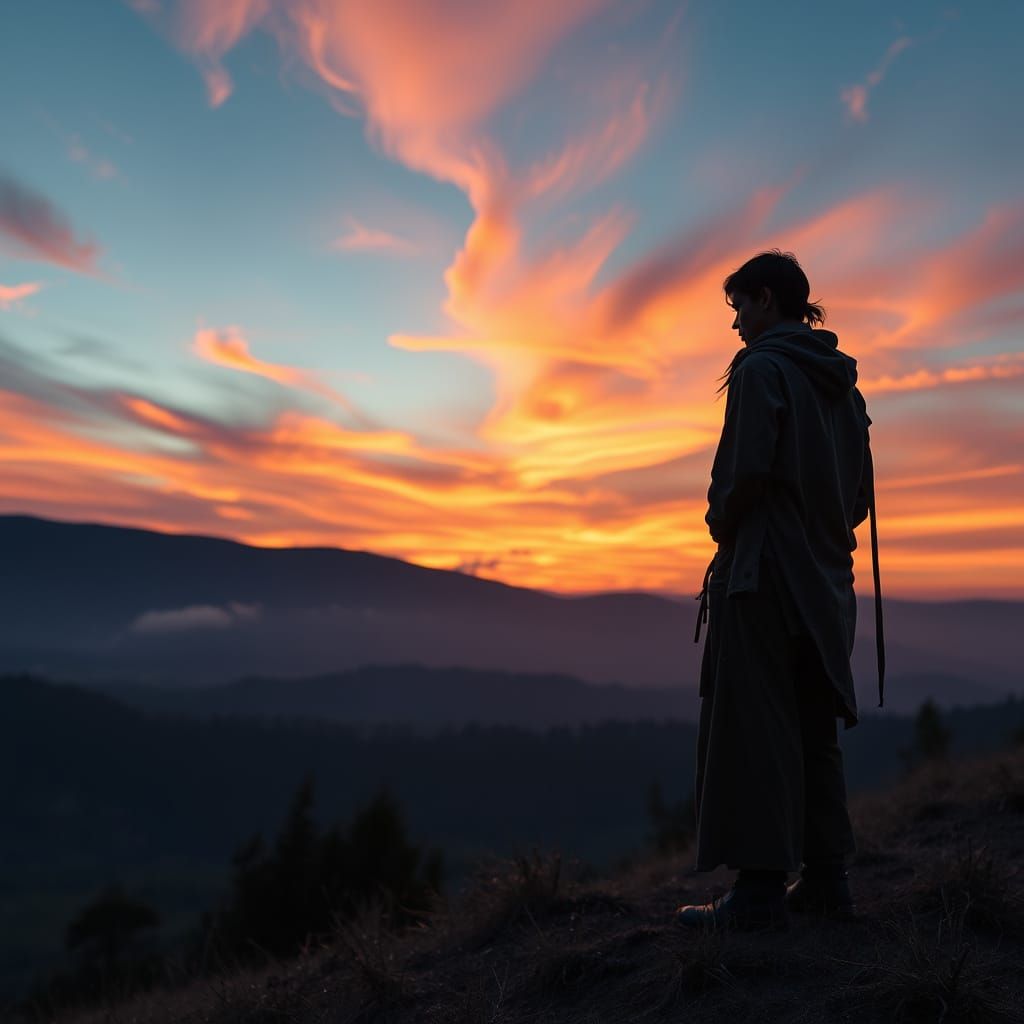 Dramatic Silhouette at Dusk: A Surreal Landscape