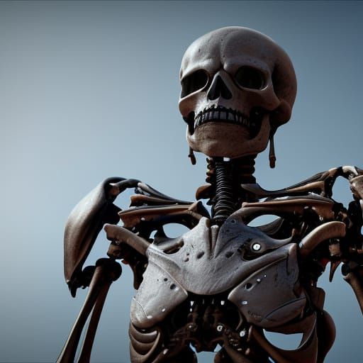 Futuristic Robot Skeleton with Intricate Mech Details