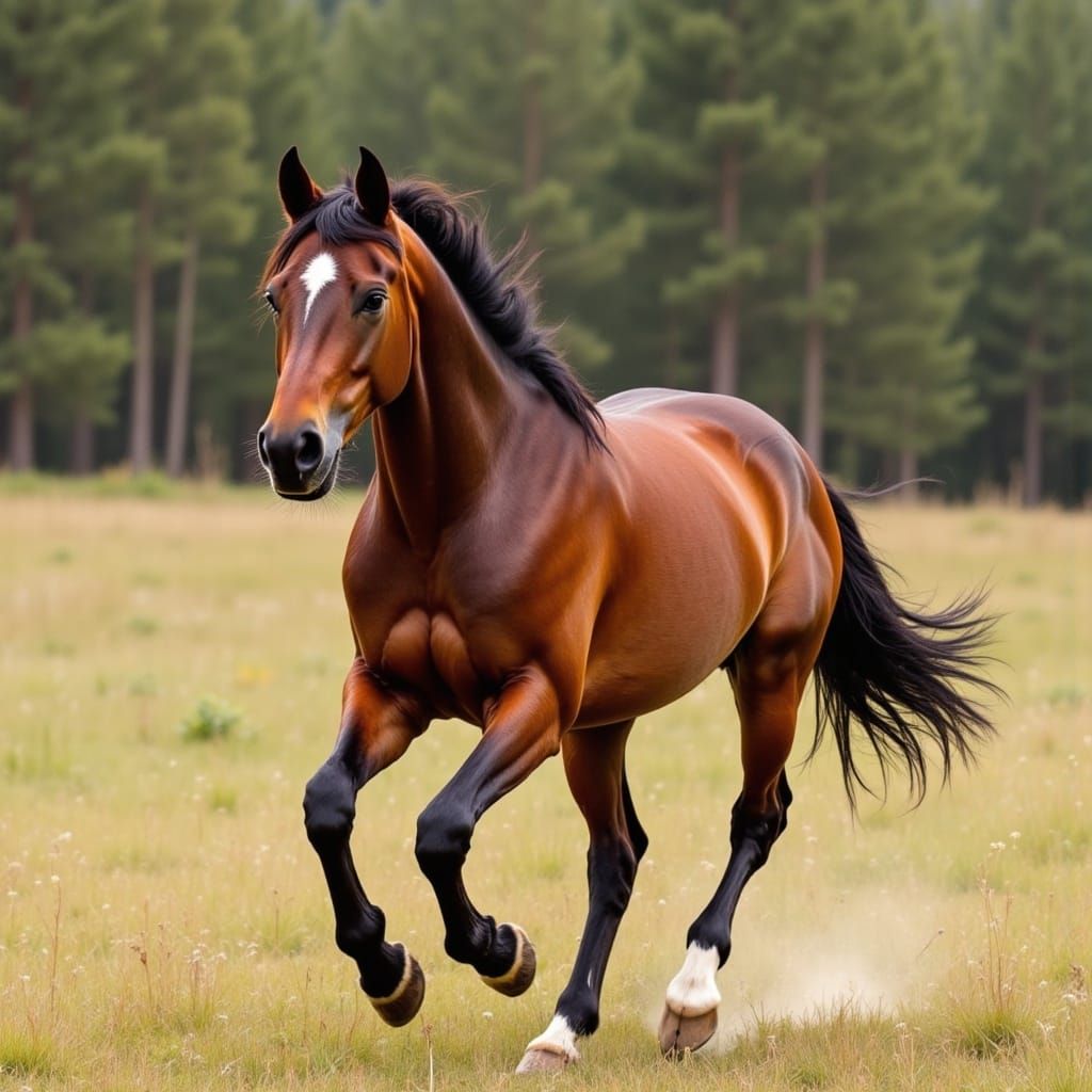 Majestic Horse Running Free in Golden Hour Light