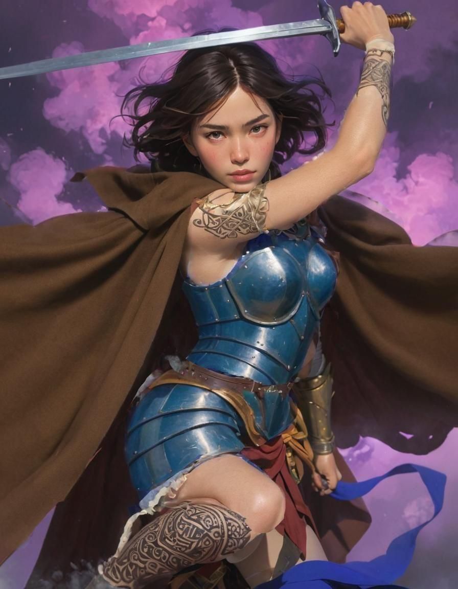 Regal Warrior Goddess in Ethereal Halo of Misty Light