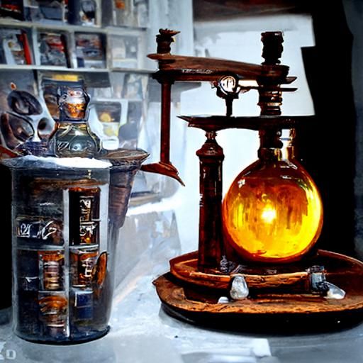 Alchemy Lab in Oil Painting Style