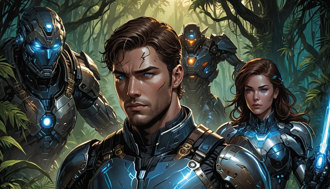 Cyborg Data Projection in Comic Book Style