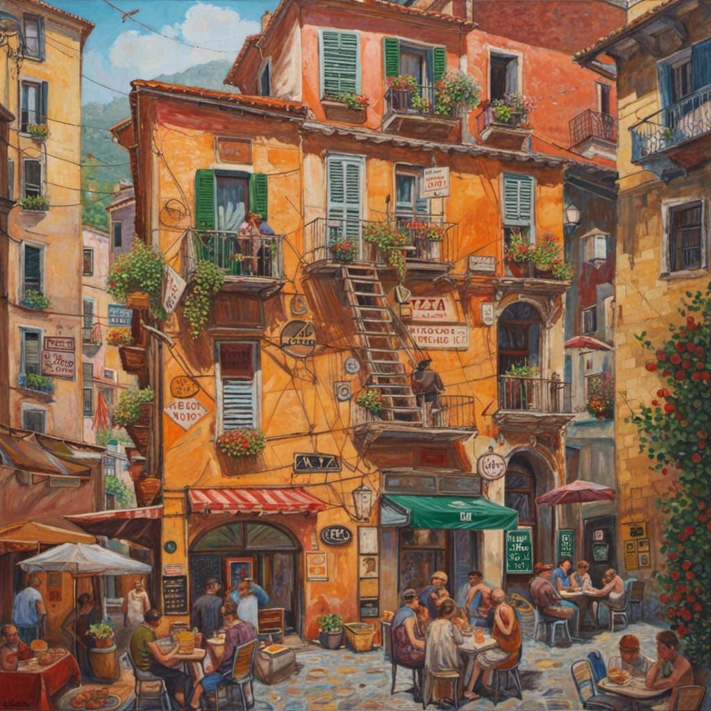 Cinque Terre Italy: Abstract Oil Painting of Travel